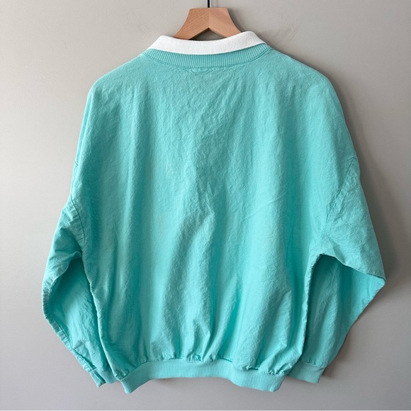 Vintage 90s Teal Graphic Pullover Las Vegas Travel Patch Collared Large - Picture 4 of 14